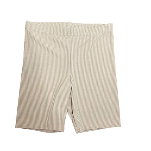 Topshop Womens Nude Ribbed Biker Shorts Size 10 NWT - Picture 1 of 5